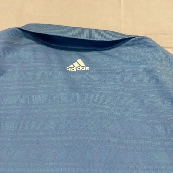 Adidas Polo Shirt Mens XL Blue Striped Short Sleeve Golf - Picture 6 of 6